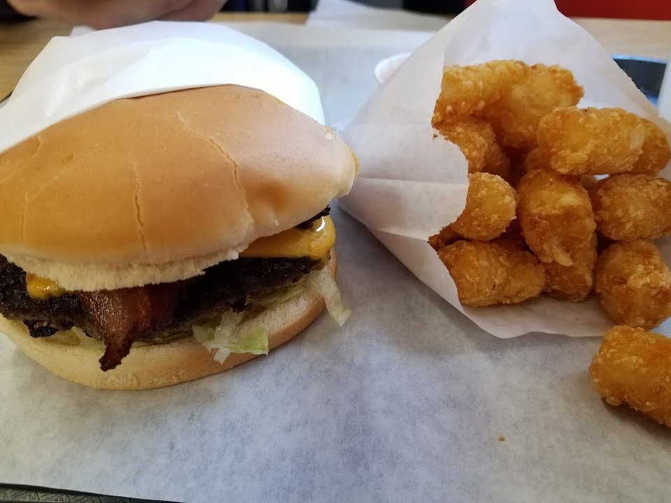 Fast food menu with sandwiches and sundaes.